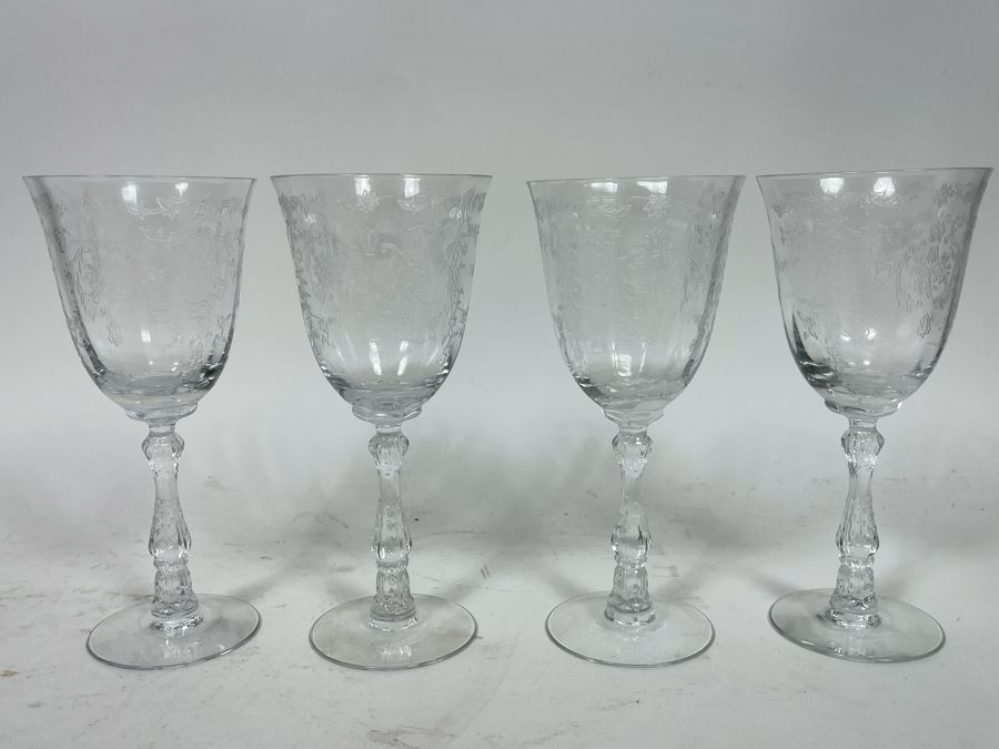 (4) Signed Fostoria Stemware Glasses 7.5H