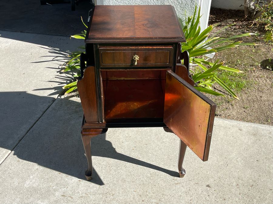 Vintage Bedside Table With Copper Lined Cabinet [Photo 4]