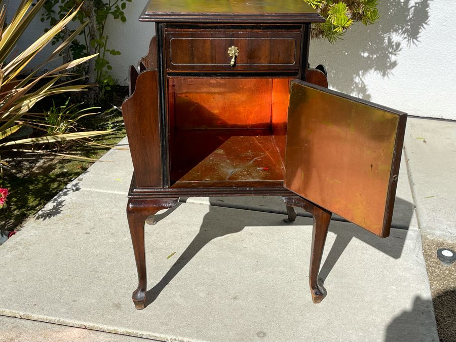 Vintage Bedside Table With Copper Lined Cabinet [Photo 1]