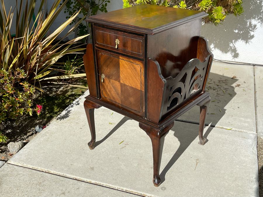 Vintage Bedside Table With Copper Lined Cabinet [Photo 2]
