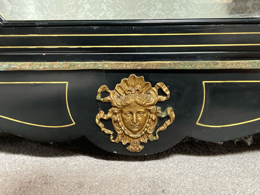 Stunning French Ebonized Wooden Display Cabinet With Gilt Bronze Ornamentation 32W X 15D X 41H [Photo 7]