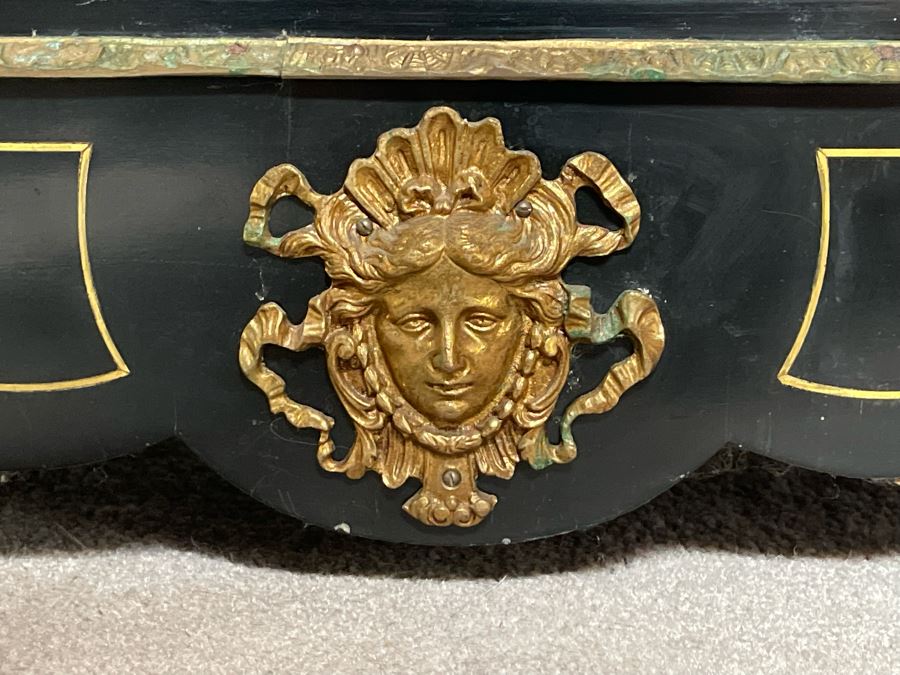 Stunning French Ebonized Wooden Display Cabinet With Gilt Bronze Ornamentation 32W X 15D X 41H [Photo 8]