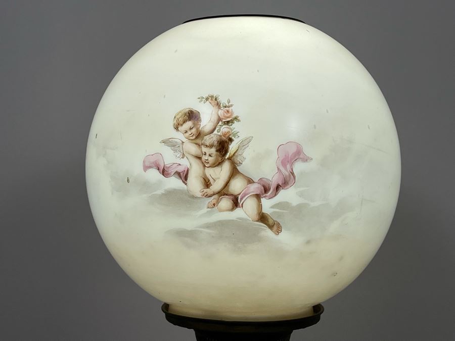 Vintage Electrified Table Lamp With Hand Painted Glass Globe 8W X 24H [Photo 16]