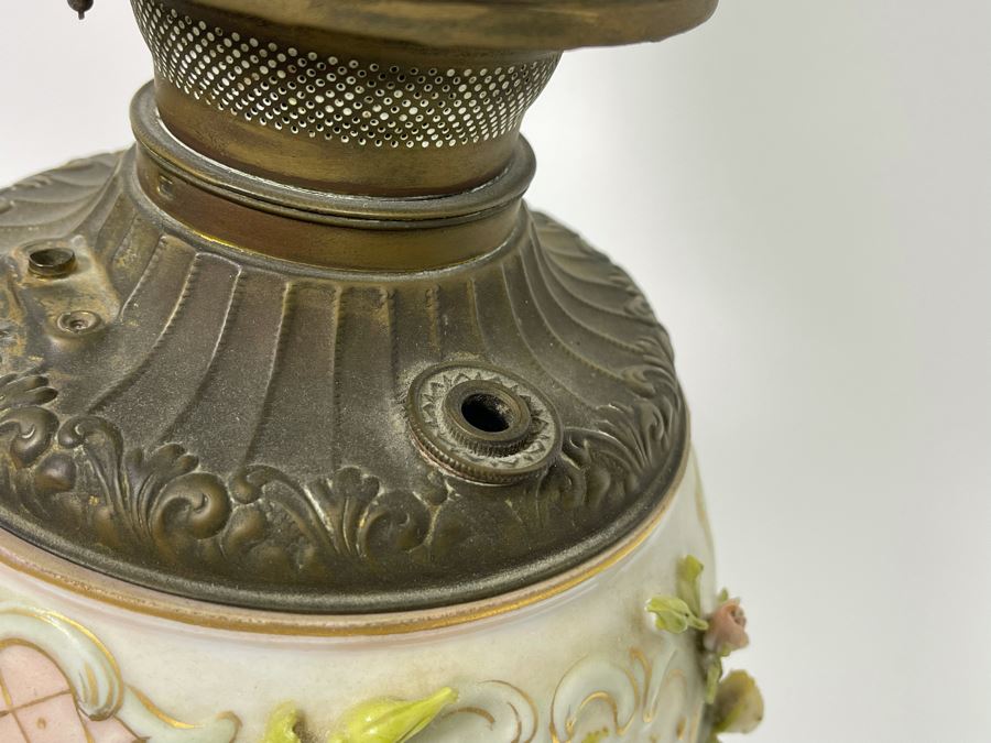 Vintage Electrified Table Lamp With Hand Painted Glass Globe 8W X 24H [Photo 12]