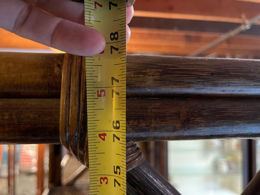 Mid-Century Bamboo / Rattan Bookshelf Display Cabinet 54W X 18D X 78H [Photo 8]