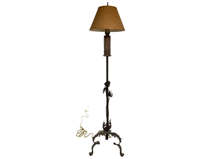 Unusual Wrought Iron Floor Lamp With Candle 64H [Photo 2]