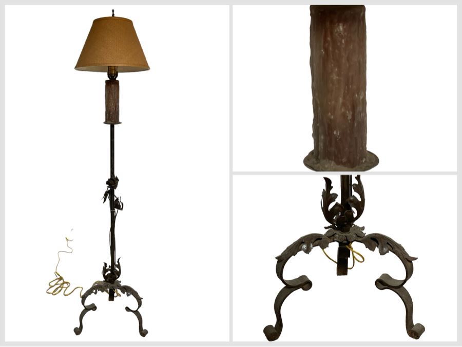 Unusual Wrought Iron Floor Lamp With Candle 64H [Photo 1]