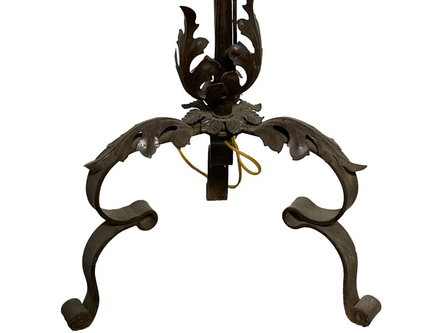 Unusual Wrought Iron Floor Lamp With Candle 64H [Photo 4]