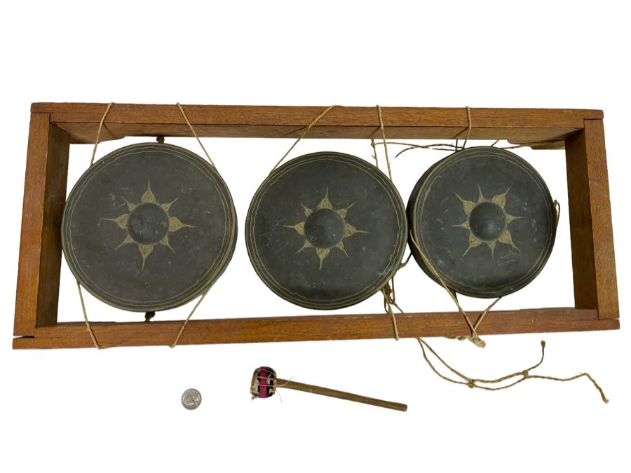 Three Thai Gongs (2 Need To Be Strung To Base) 26W X 10.5D X 3H