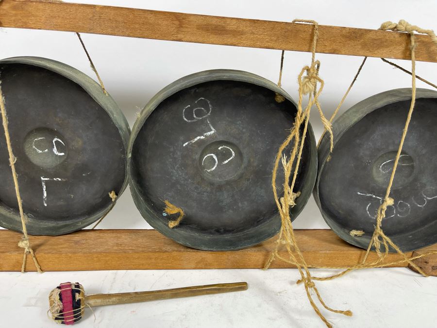 Three Thai Gongs (2 Need To Be Strung To Base) 26W X 10.5D X 3H [Photo 12]
