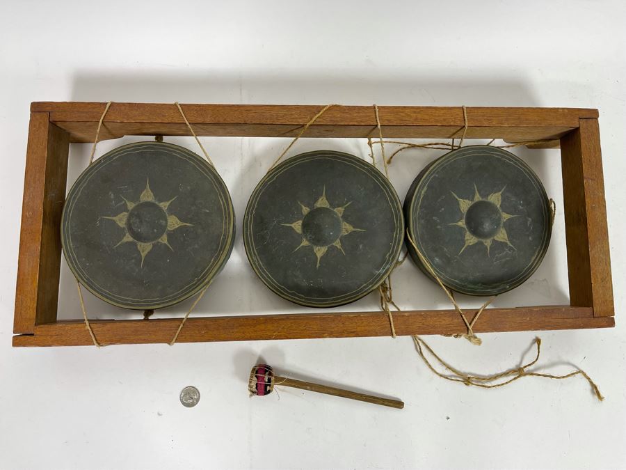 Three Thai Gongs (2 Need To Be Strung To Base) 26W X 10.5D X 3H [Photo 2]