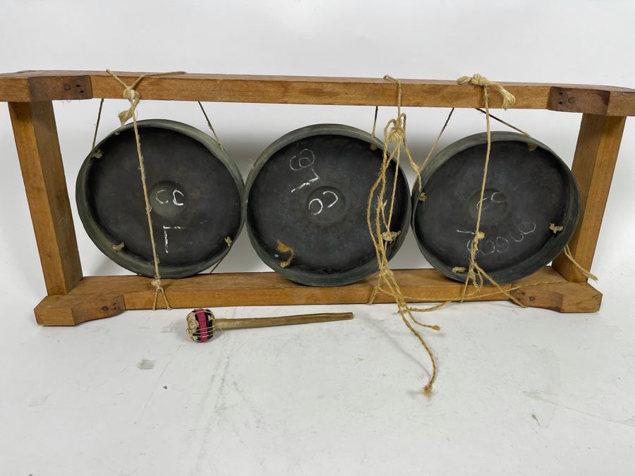 Three Thai Gongs (2 Need To Be Strung To Base) 26W X 10.5D X 3H [Photo 11]