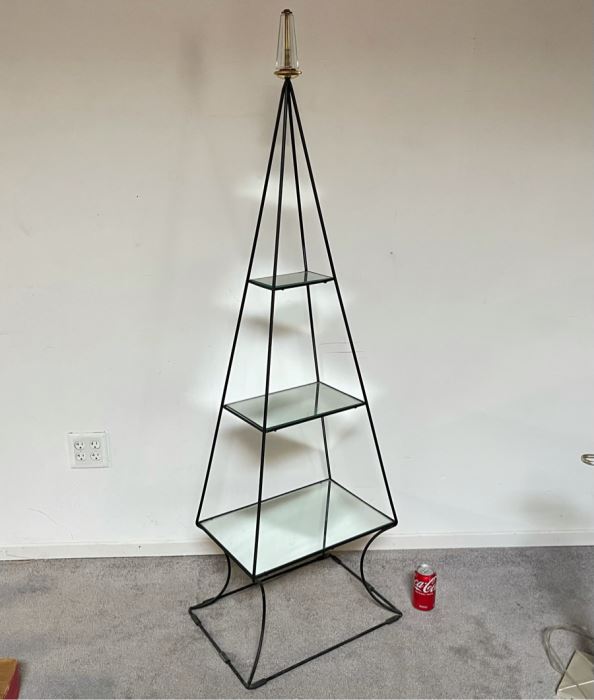 Modern Metal Etagere With Glass Shelves And Lucite Finial 21W X 14D X 64H [Photo 1]