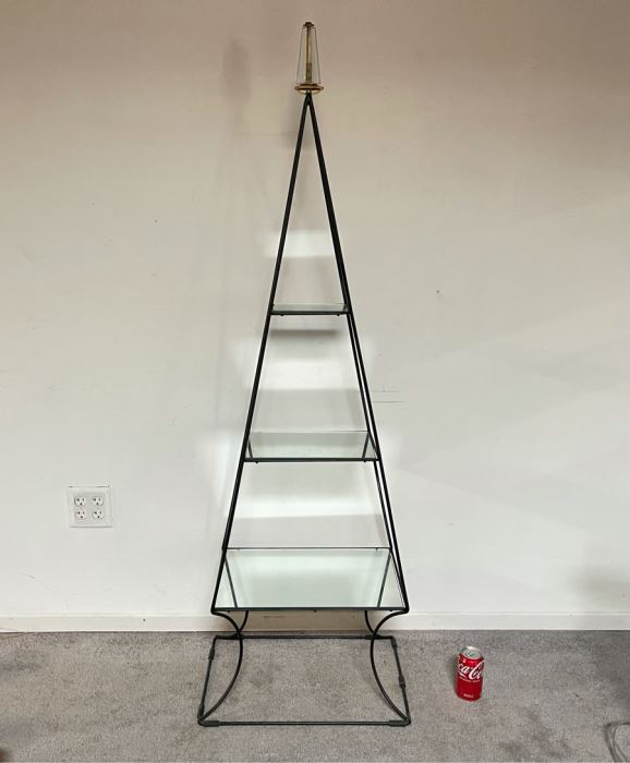 Modern Metal Etagere With Glass Shelves And Lucite Finial 21W X 14D X 64H [Photo 2]