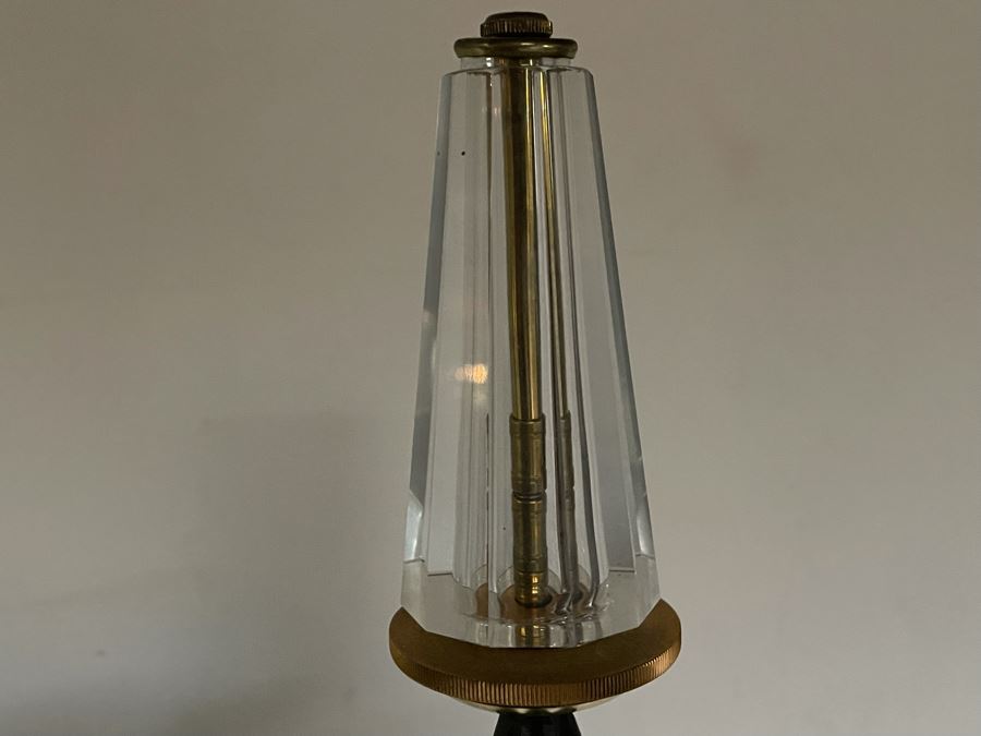 Modern Metal Etagere With Glass Shelves And Lucite Finial 21W X 14D X 64H [Photo 5]