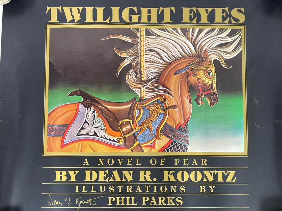 Hand Signed Dean R. Koontz Poster Promoting His Book Twilight Eyes With Illustrations By Phil Parks 20.5 X 18 [Photo 2]