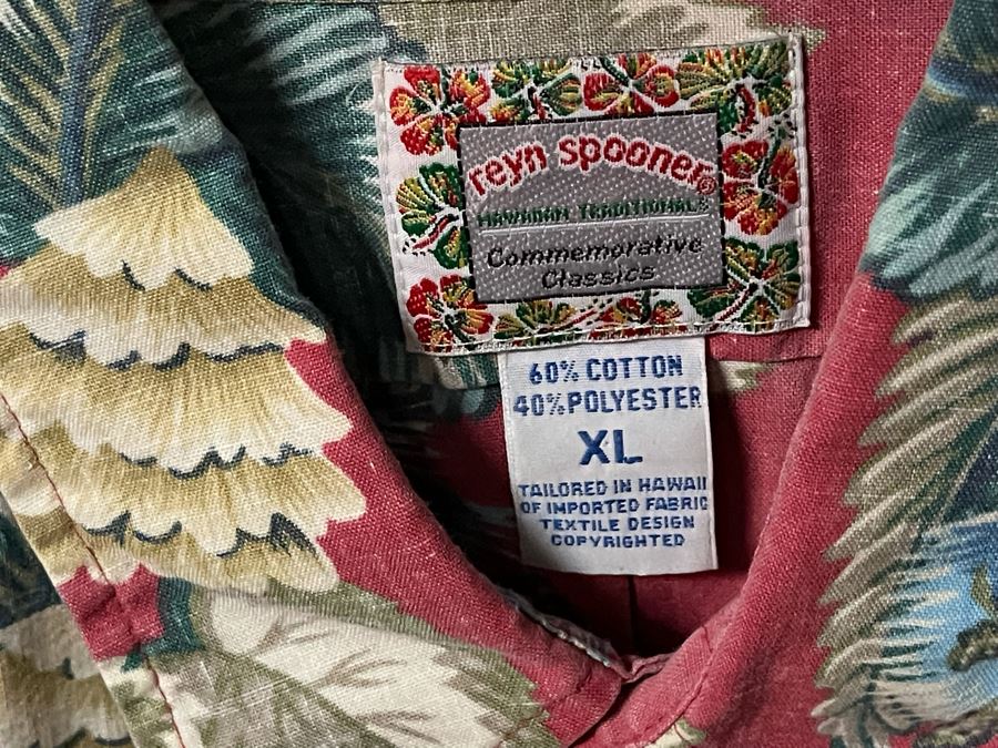 Collection Of 25 Hawaiian Button Up Shirts From Reyn Spooner And Tommy Bahama Mainly Size XL, Some L And XXL - Includes Chrome Clothing Rack [Photo 33]