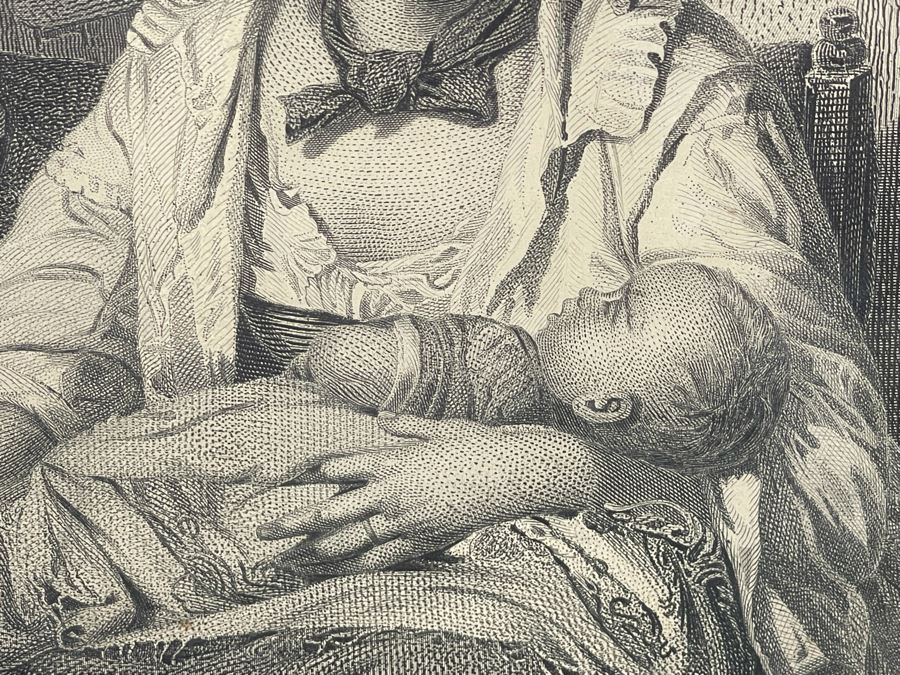 Vintage Etching Titled 'The Mitherless Bairn' 22 X 16 Framed 32 X 26 [Photo 9]