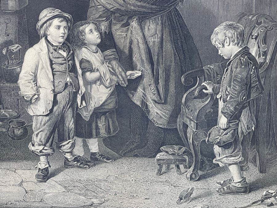 Vintage Etching Titled 'The Mitherless Bairn' 22 X 16 Framed 32 X 26 [Photo 5]