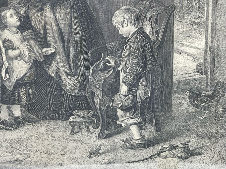 Vintage Etching Titled 'The Mitherless Bairn' 22 X 16 Framed 32 X 26 [Photo 6]