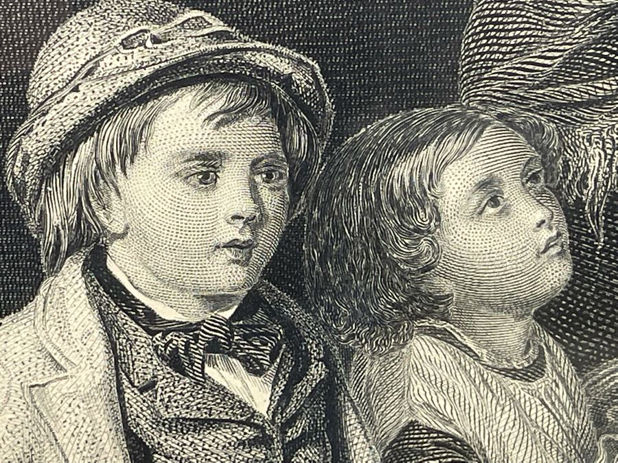 Vintage Etching Titled 'The Mitherless Bairn' 22 X 16 Framed 32 X 26 [Photo 12]