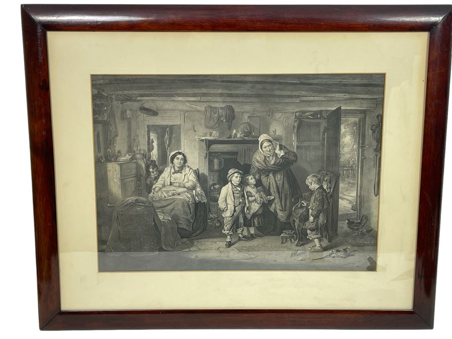 Vintage Etching Titled 'The Mitherless Bairn' 22 X 16 Framed 32 X 26 [Photo 2]