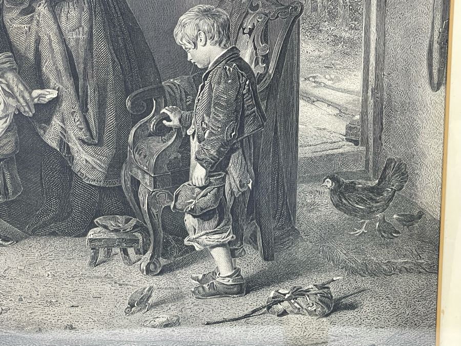 Vintage Etching Titled 'The Mitherless Bairn' 22 X 16 Framed 32 X 26 [Photo 7]