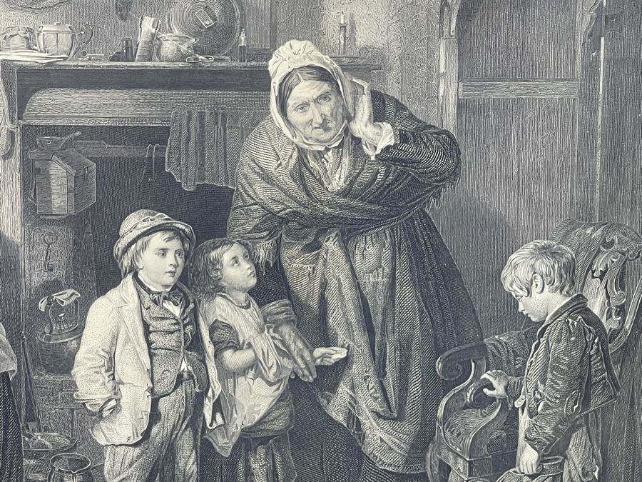 Vintage Etching Titled 'The Mitherless Bairn' 22 X 16 Framed 32 X 26 [Photo 4]