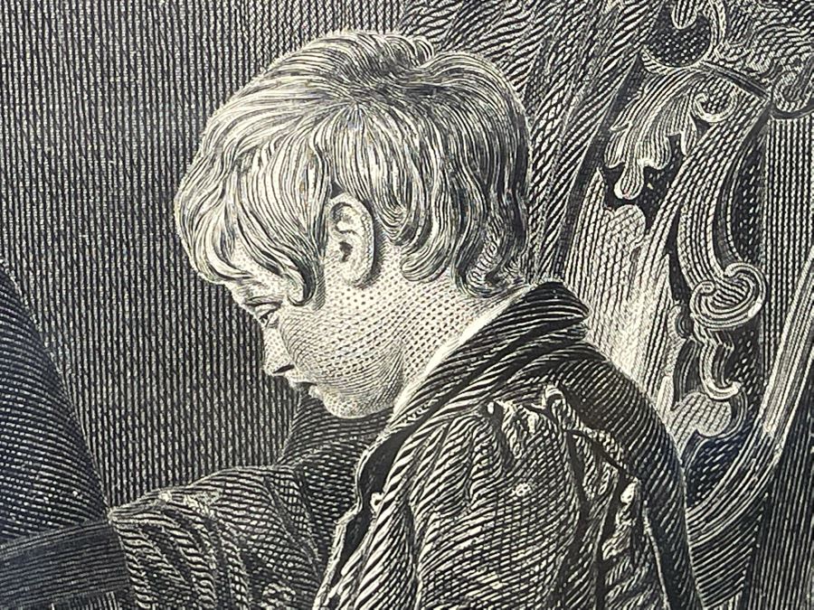 Vintage Etching Titled 'The Mitherless Bairn' 22 X 16 Framed 32 X 26 [Photo 13]