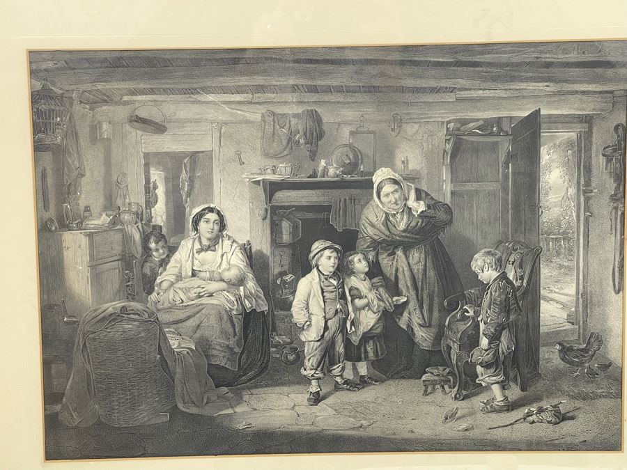 Vintage Etching Titled 'The Mitherless Bairn' 22 X 16 Framed 32 X 26 [Photo 3]