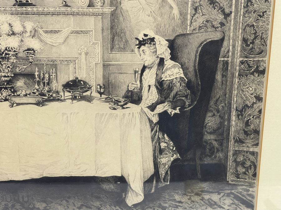 Vintage Etching Titled 'Darby And Joan' Signed Lower Right Corner 19 X 16 Framed 30.5 X 27 [Photo 3]