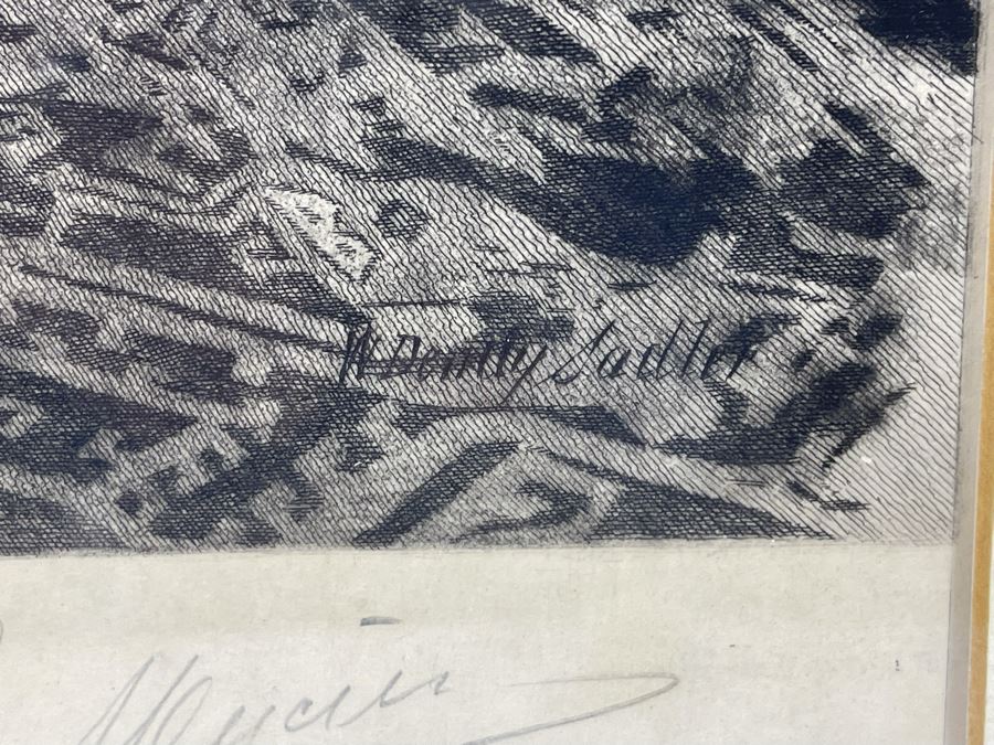 Vintage Etching Titled 'Darby And Joan' Signed Lower Right Corner 19 X 16 Framed 30.5 X 27 [Photo 13]