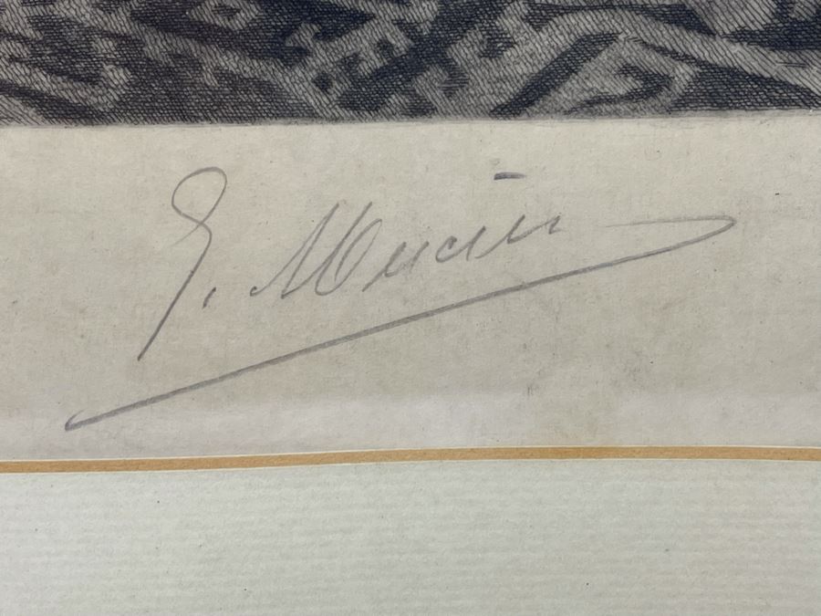 Vintage Etching Titled 'Darby And Joan' Signed Lower Right Corner 19 X 16 Framed 30.5 X 27 [Photo 14]