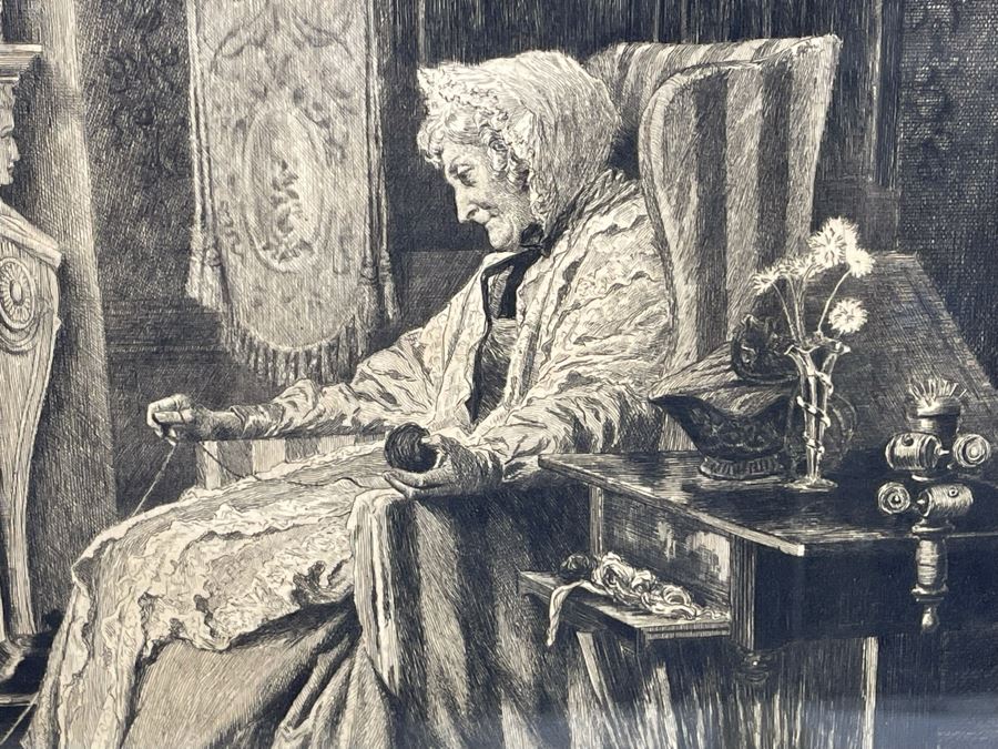 Antique 1897 Etching Hand Signed By W Dendy Sadler And William Henry Boucher Title 'The End Of The Skein' 19.5 X 16 Framed 30 X 27 [Photo 4]