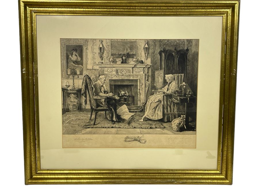 Antique 1897 Etching Hand Signed By W Dendy Sadler And William Henry Boucher Title 'The End Of The Skein' 19.5 X 16 Framed 30 X 27 [Photo 2]