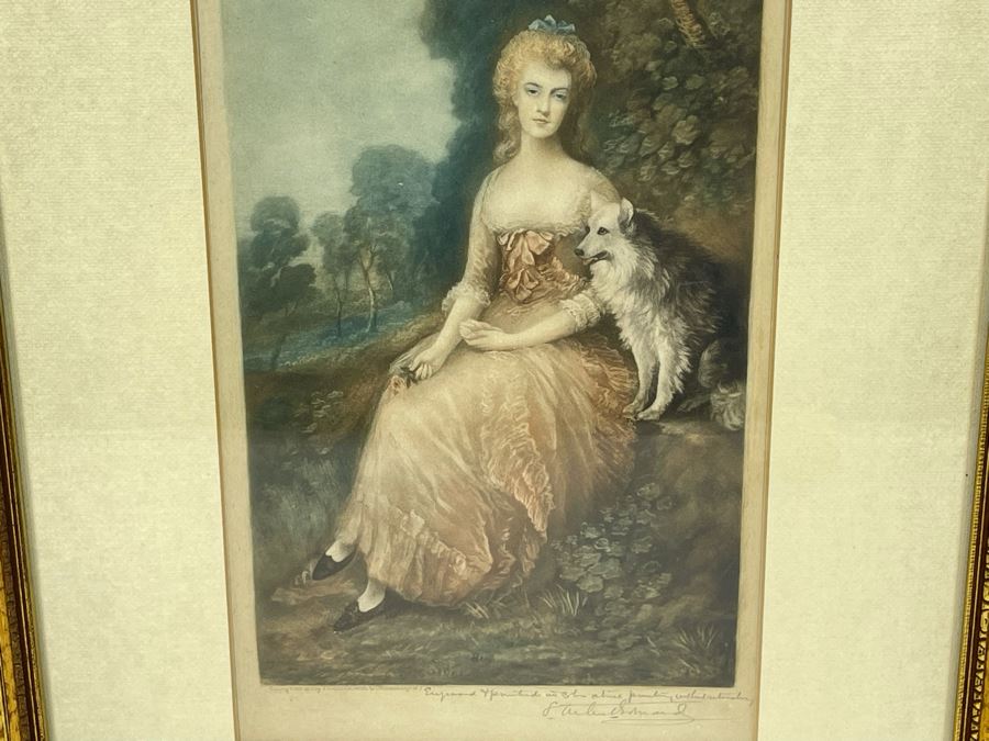 Antique 1901 Engraving Titled 'Mrs. Mary Robinson' ('Peridita') Hand Signed By Samuel Arlent Edwards 6.5 X 15 Framed 13 X 22 [Photo 3]