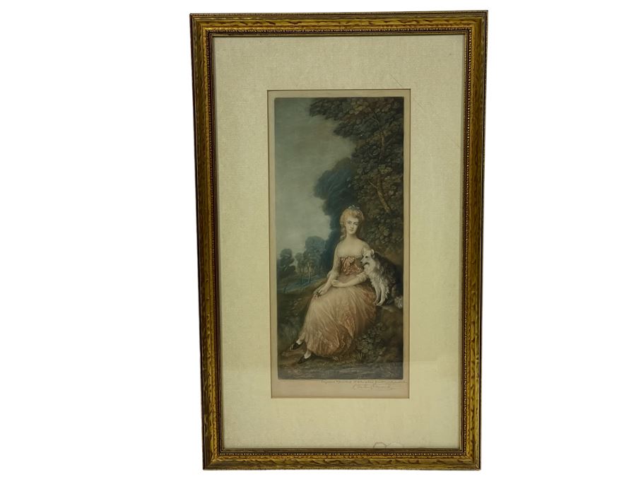 Antique 1901 Engraving Titled 'Mrs. Mary Robinson' ('Peridita') Hand Signed By Samuel Arlent Edwards 6.5 X 15 Framed 13 X 22 [Photo 2]