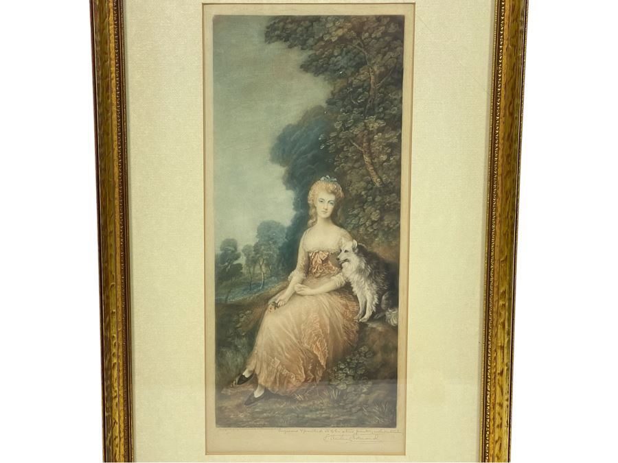 Antique 1901 Engraving Titled 'Mrs. Mary Robinson' ('Peridita') Hand Signed By Samuel Arlent Edwards 6.5 X 15 Framed 13 X 22