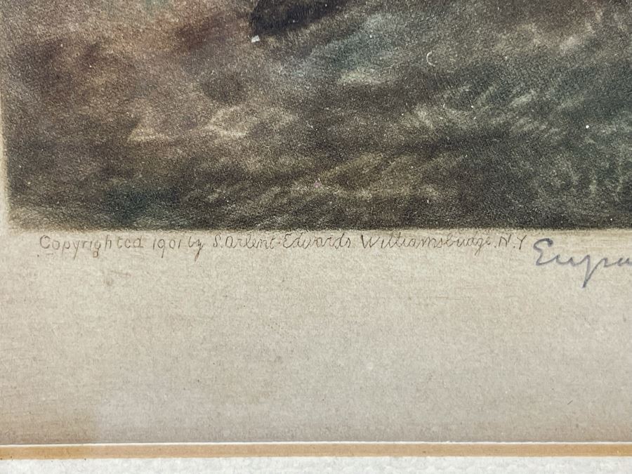 Antique 1901 Engraving Titled 'Mrs. Mary Robinson' ('Peridita') Hand Signed By Samuel Arlent Edwards 6.5 X 15 Framed 13 X 22 [Photo 8]