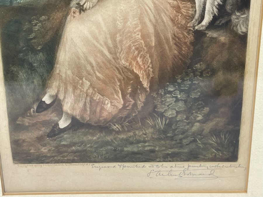 Antique 1901 Engraving Titled 'Mrs. Mary Robinson' ('Peridita') Hand Signed By Samuel Arlent Edwards 6.5 X 15 Framed 13 X 22 [Photo 6]