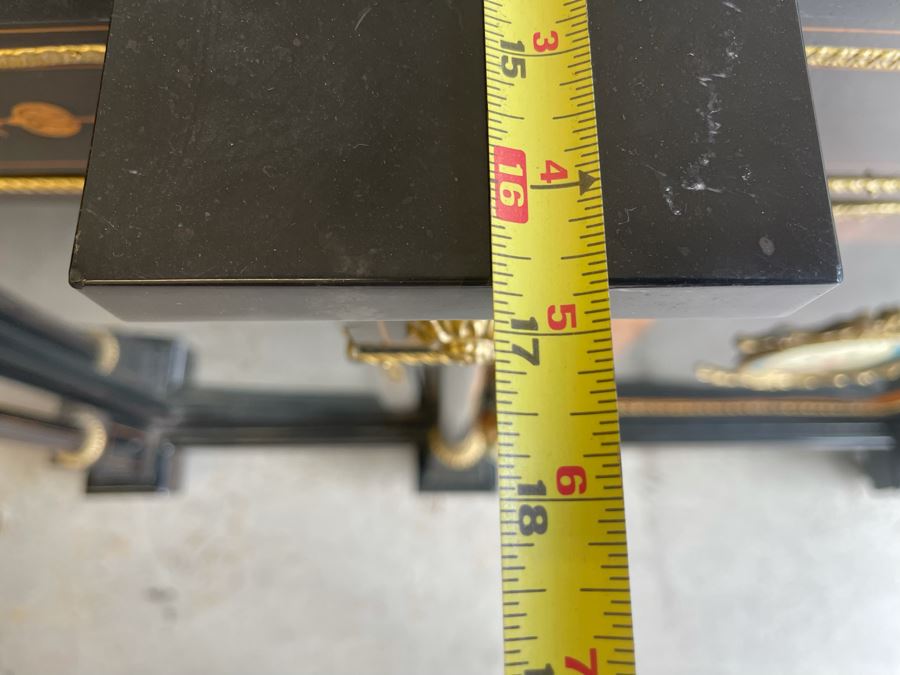 Impressive Antique French Ebony Breakfront Credenza Cabinet With Sevres Plaque, Ormolu Applied Decorations And Black Marble Top 70W X 17D X 43.5H [Photo 26]