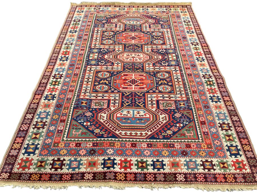 Impressive Hand Knotted Colorful Wool Tribal Geometric Persian Area Rug 98 X 65.5