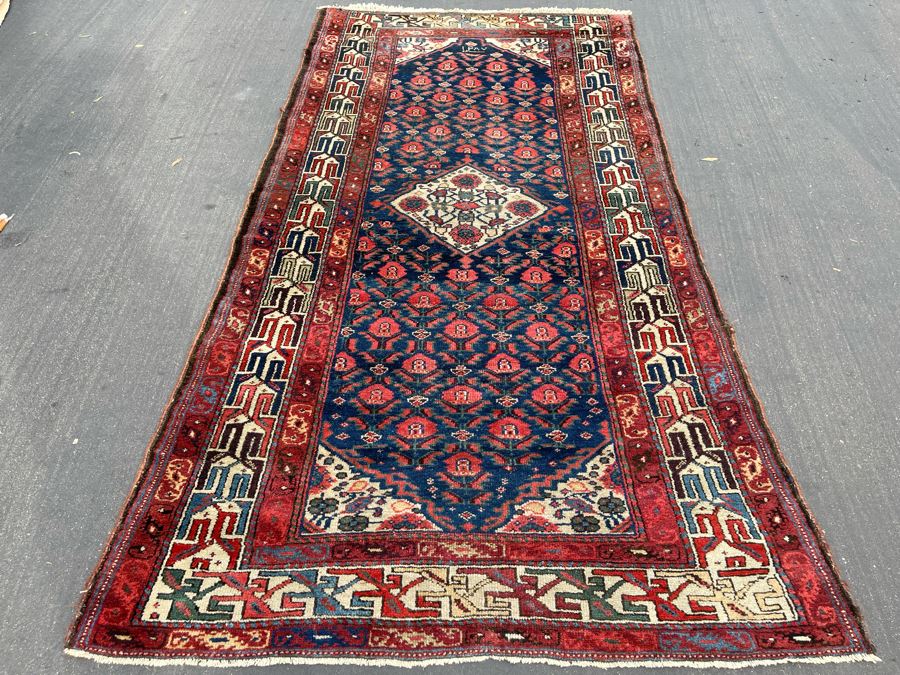 Signed Hand Knotted Wool Persian Area Rug 93 X 47 [Photo 3]