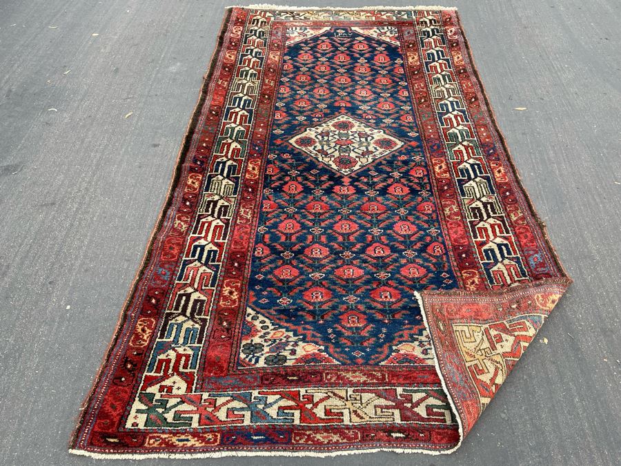 Signed Hand Knotted Wool Persian Area Rug 93 X 47 [Photo 14]