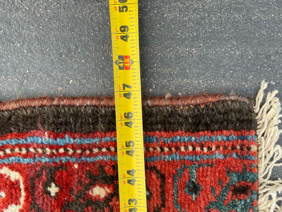 Signed Hand Knotted Wool Persian Area Rug 93 X 47 [Photo 18]