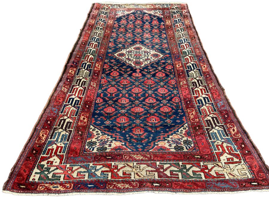 Signed Hand Knotted Wool Persian Area Rug 93 X 47