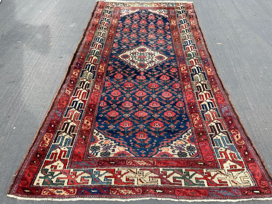 Signed Hand Knotted Wool Persian Area Rug 93 X 47 [Photo 4]