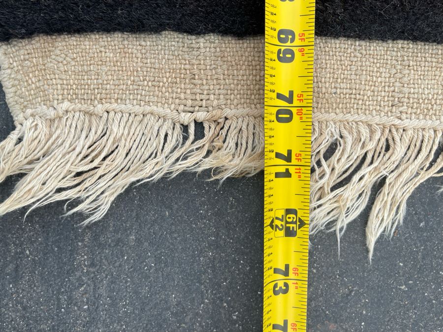 Vintage Hand Knotted Asian Wool Area Rug 71 X 36 [Photo 13]