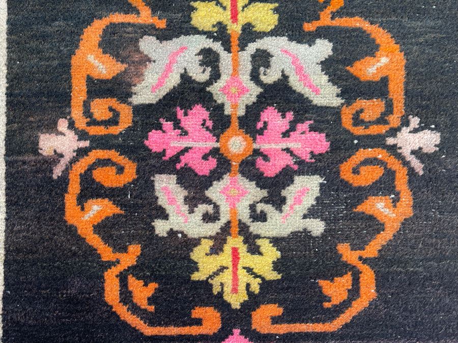 Vintage Hand Knotted Asian Wool Area Rug 71 X 36 [Photo 8]