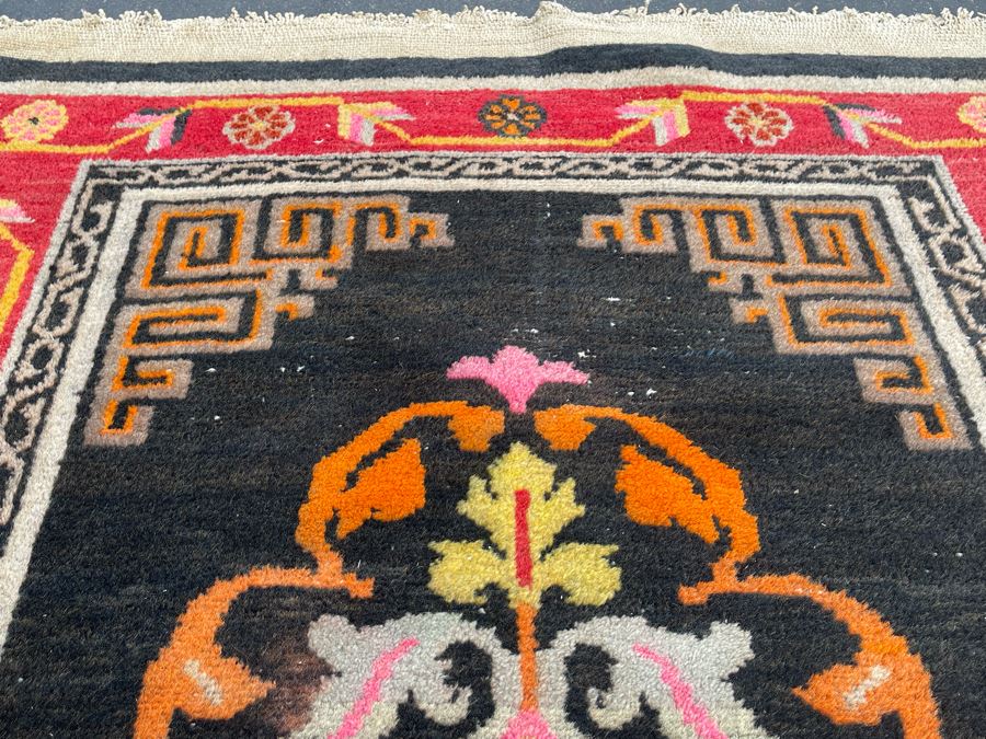 Vintage Hand Knotted Asian Wool Area Rug 71 X 36 [Photo 9]